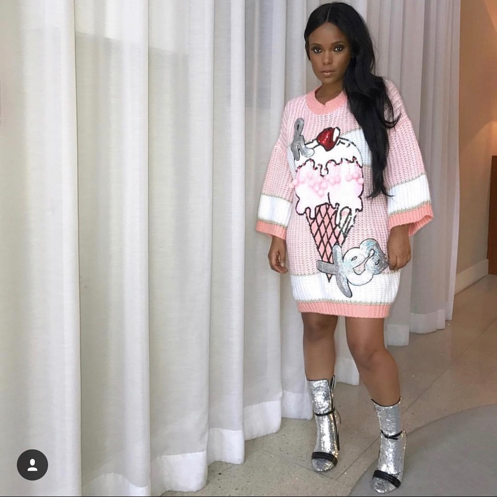 Pom Pom sweater top dress